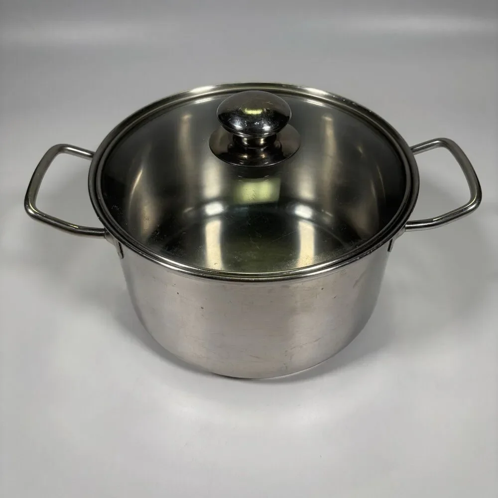 Williams Sonoma 4 Quart Stainless Steel Soup Pot Saucepan Lid KIM Korea Qt Dutch